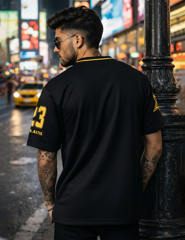 Force Printed Men V Neck Black T-Shirt