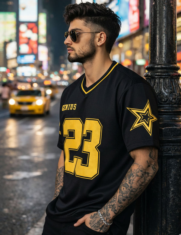 Force Printed Men V Neck Black T-Shirt