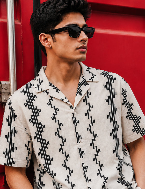 Force Men Printed Casual White Shirt