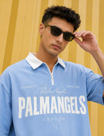 Force Printed Men Polo Neck Light Blue T-Shirt