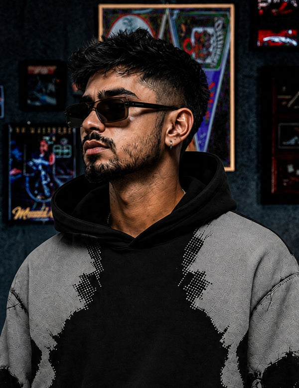 Force Printed Men Black Hooded Sweatshirt