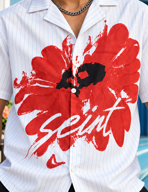 Force Mens Floral Print White Shirt