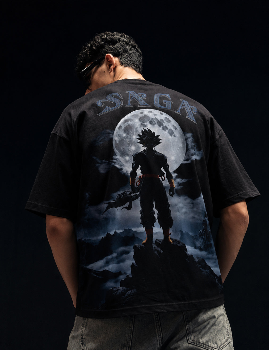 Force Graphic Print Men Round Neck Black T-Shirt