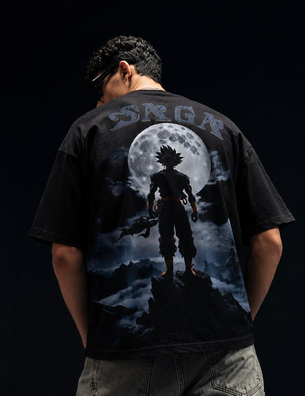 Force Graphic Print Men Round Neck Black T-Shirt