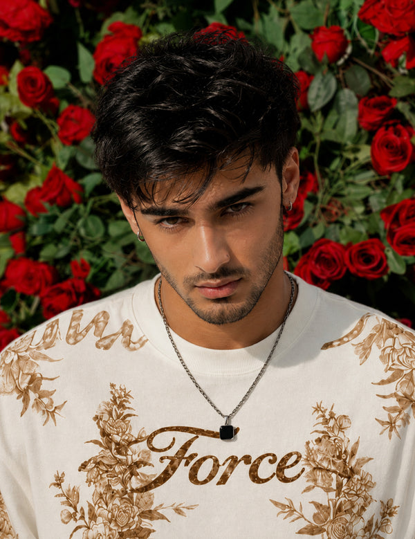Force Printed Men Round Neck Beige T-Shirt