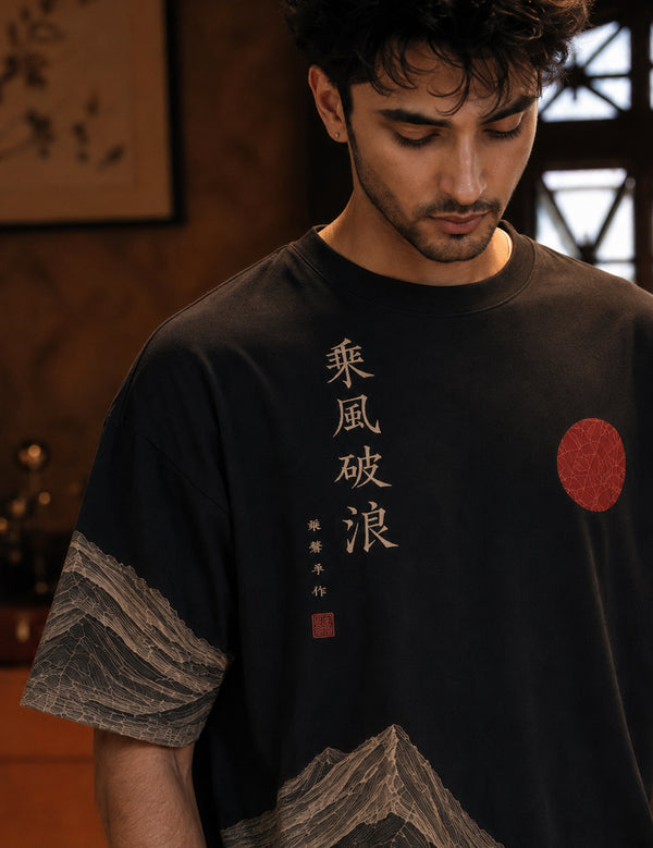 Force Printed Men Round Neck Black T-Shirt