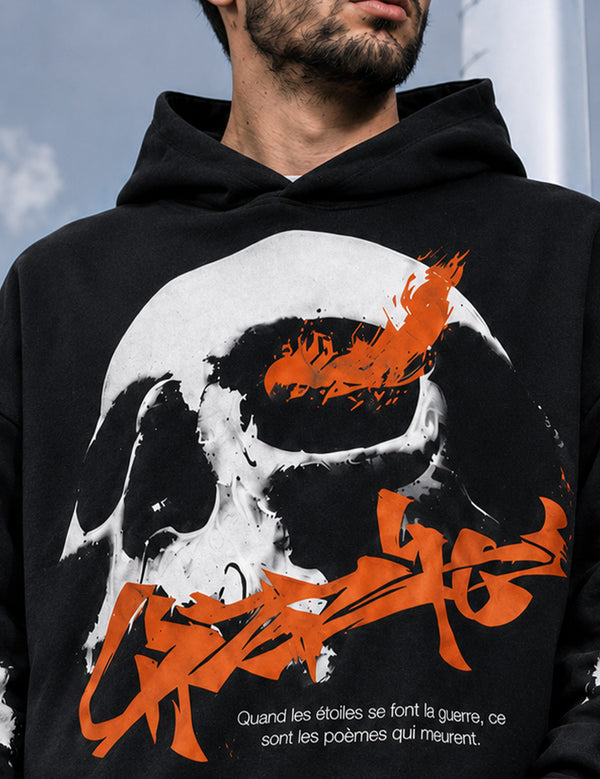 Force Printed Men Black Hooded Sweatshirt