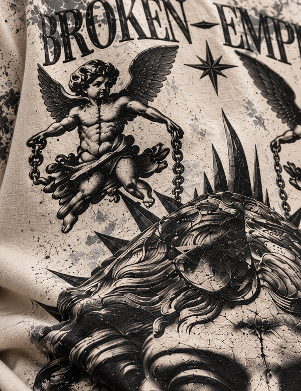 Broken Empire – Cream Half-Sleeve Graphic T-Shirt