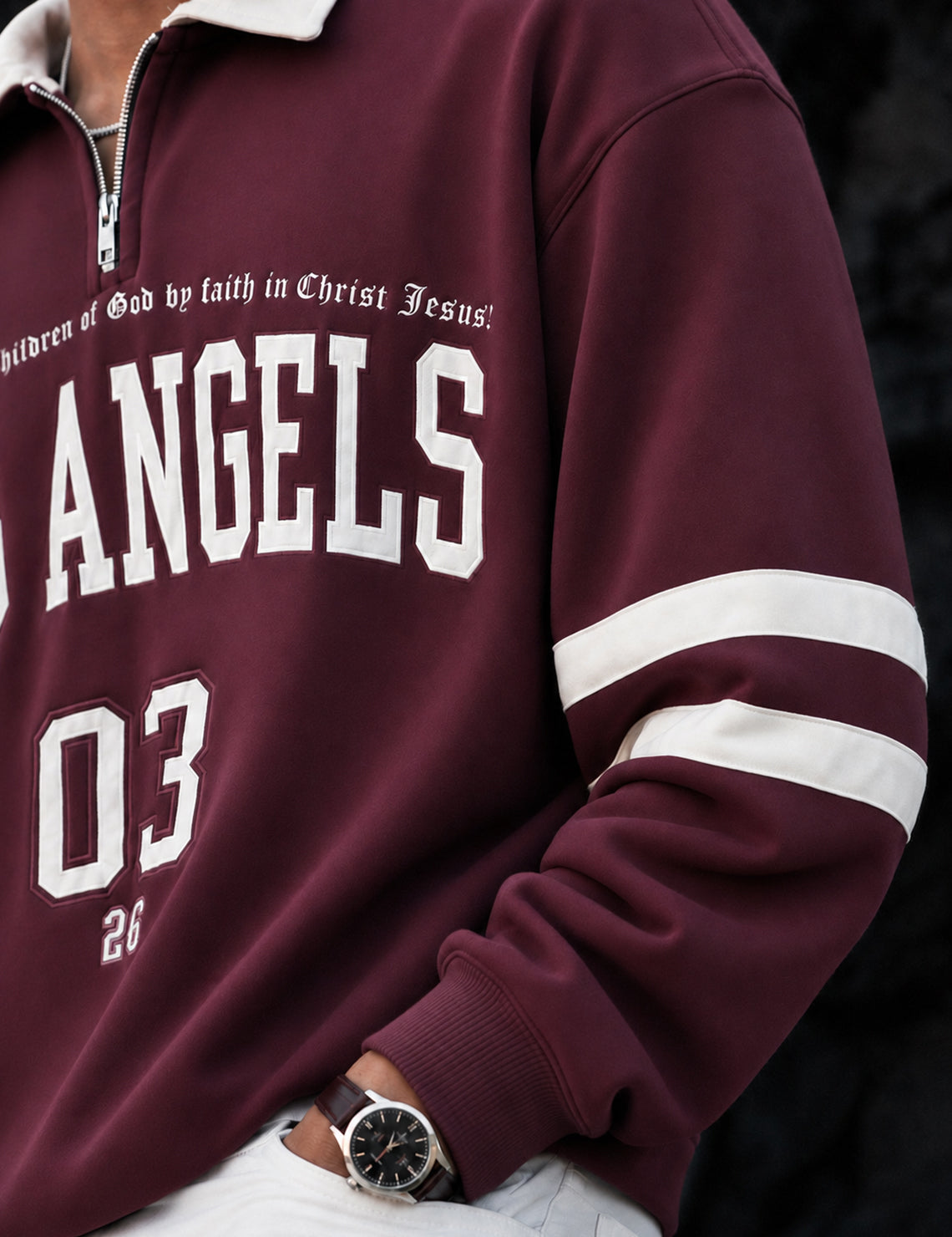 Force Printed Men Zip Neck Maroon T-Shirt
