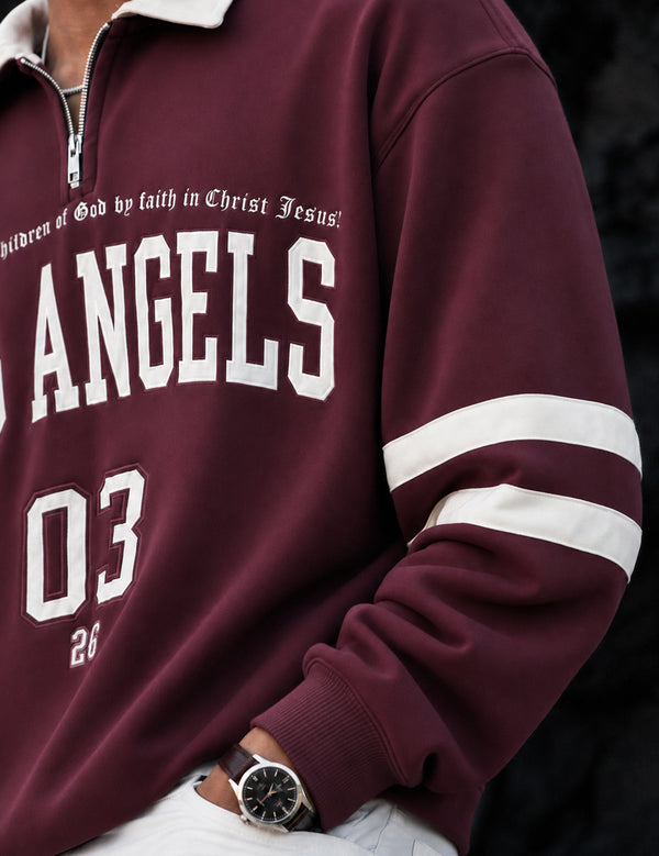 Force Printed Men Zip Neck Maroon T-Shirt