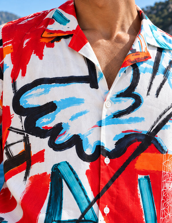 Force Mens Abstract Print White Shirt