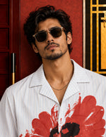 Force Mens Floral Print White Shirt