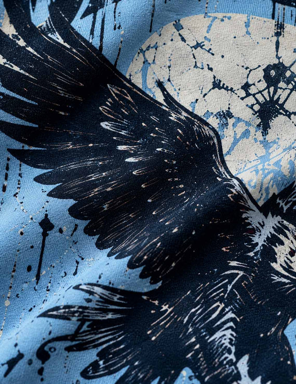 Sky Reign – Sky Blue Eagle Graphic Oversized Half-Sleeve T-Shirt