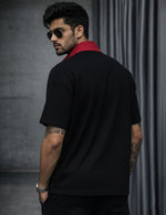 Force Printed Men Zip Neck Black T-Shirt