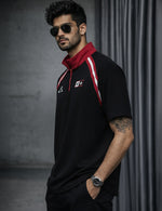 Force Printed Men Zip Neck Black T-Shirt