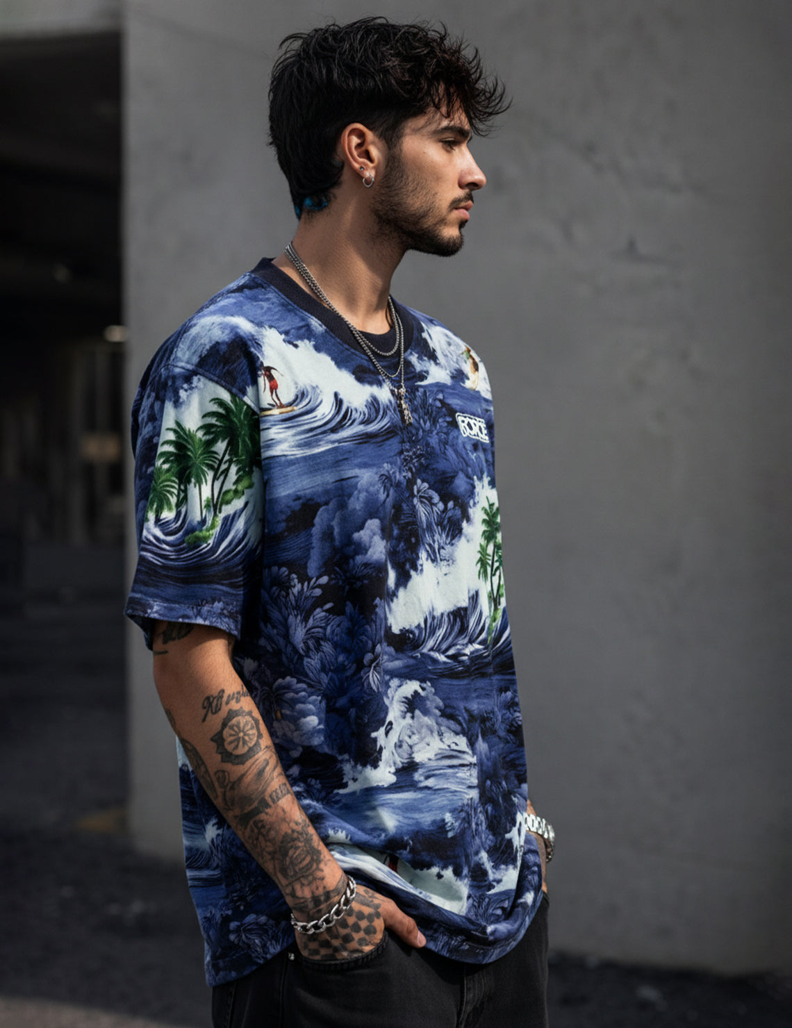 Force Printed Men Round Neck Multicolor T-Shirt