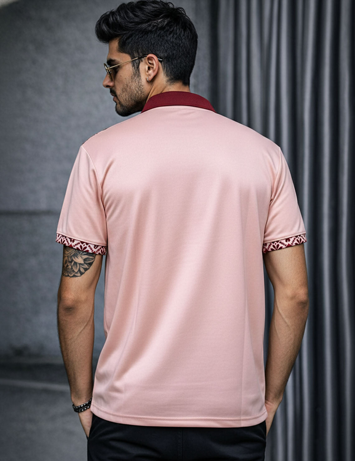 Force Printed Men Polo Neck Pink T-Shirt