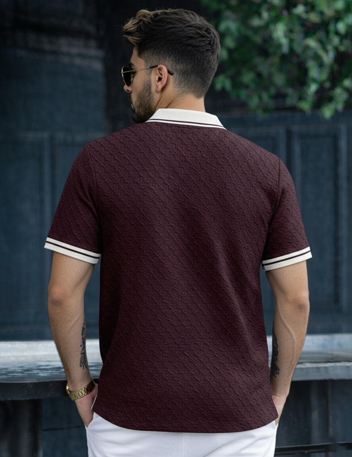 Force Solid Men Polo Neck WINE T-Shirt