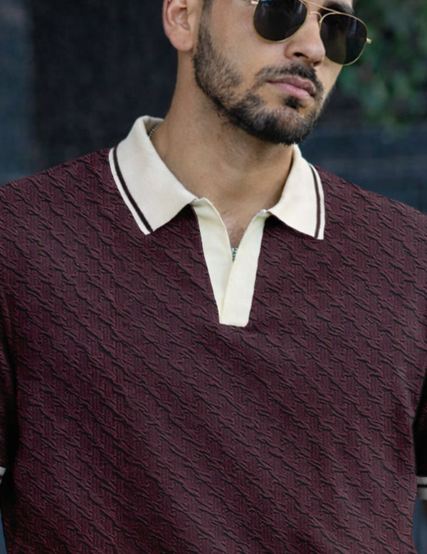 Force Solid Men Polo Neck WINE T-Shirt