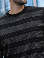 Force Striped Printed Men Round Neck Black T-Shirt