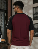 Force Graphic Print, Striped Men Round Neck Maroon, Black T-Shirt