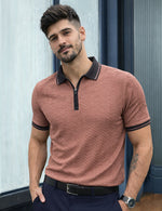 Force Solid Men Zip Neck Orange T-Shirt