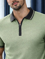 Force Solid Men Zip Neck Green T-Shirt