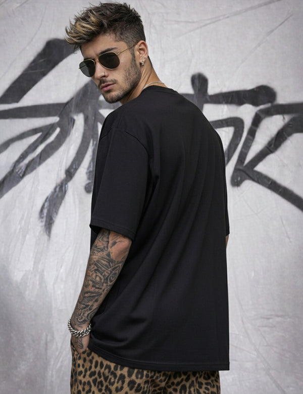 Force Printed Men Round Neck Black T-Shirt