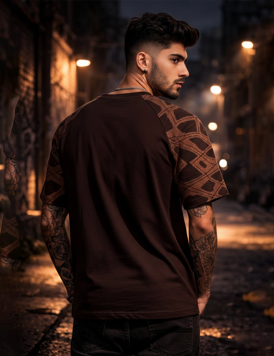 Force Printed Men Round Neck Brown T-Shirt