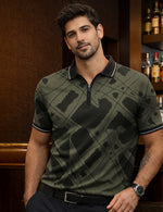 Force Solid Men Zip Neck Green T-Shirt