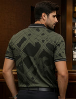 Force Solid Men Zip Neck Green T-Shirt