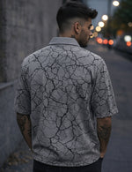 Force Printed Men Zip Neck Grey T-Shirt