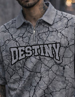 Force Printed Men Zip Neck Grey T-Shirt