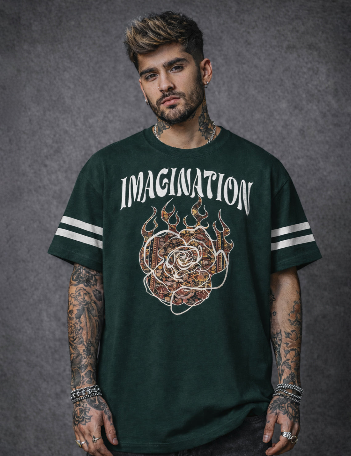 Force Printed Men Round Neck Green T-Shirt