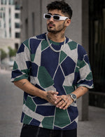 Force Self Design Men Round Neck Green, Multicolor T-Shirt