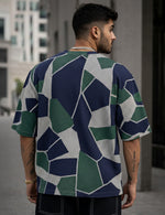 Force Self Design Men Round Neck Green, Multicolor T-Shirt