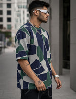 Force Self Design Men Round Neck Green, Multicolor T-Shirt