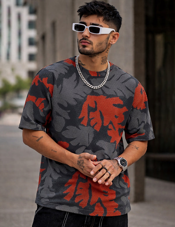 Force Self Design Men Round Neck Multicolor T-Shirt