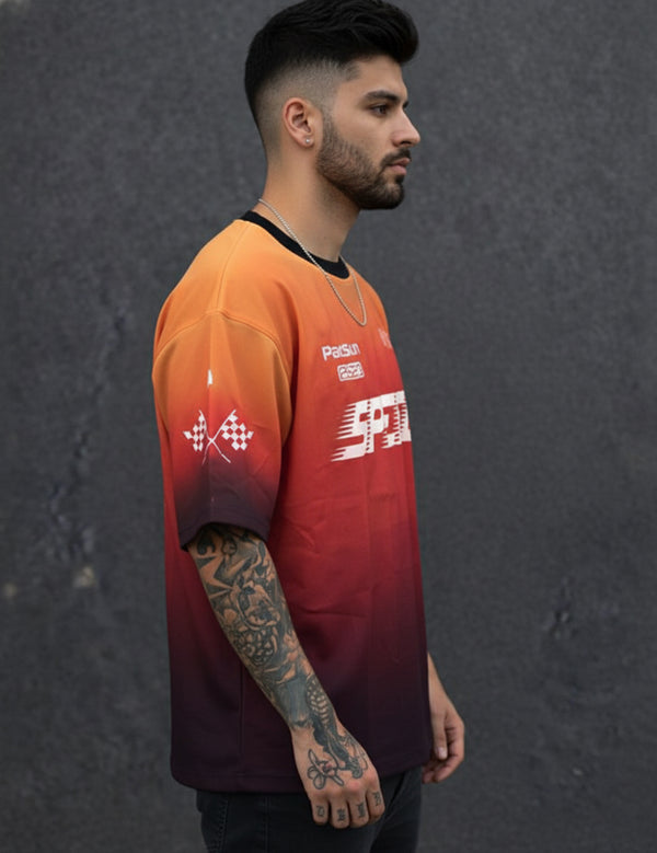 Force Printed Men Round Neck Orange T-Shirt
