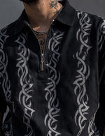 Force Printed Men Zip Neck Black T-Shirt