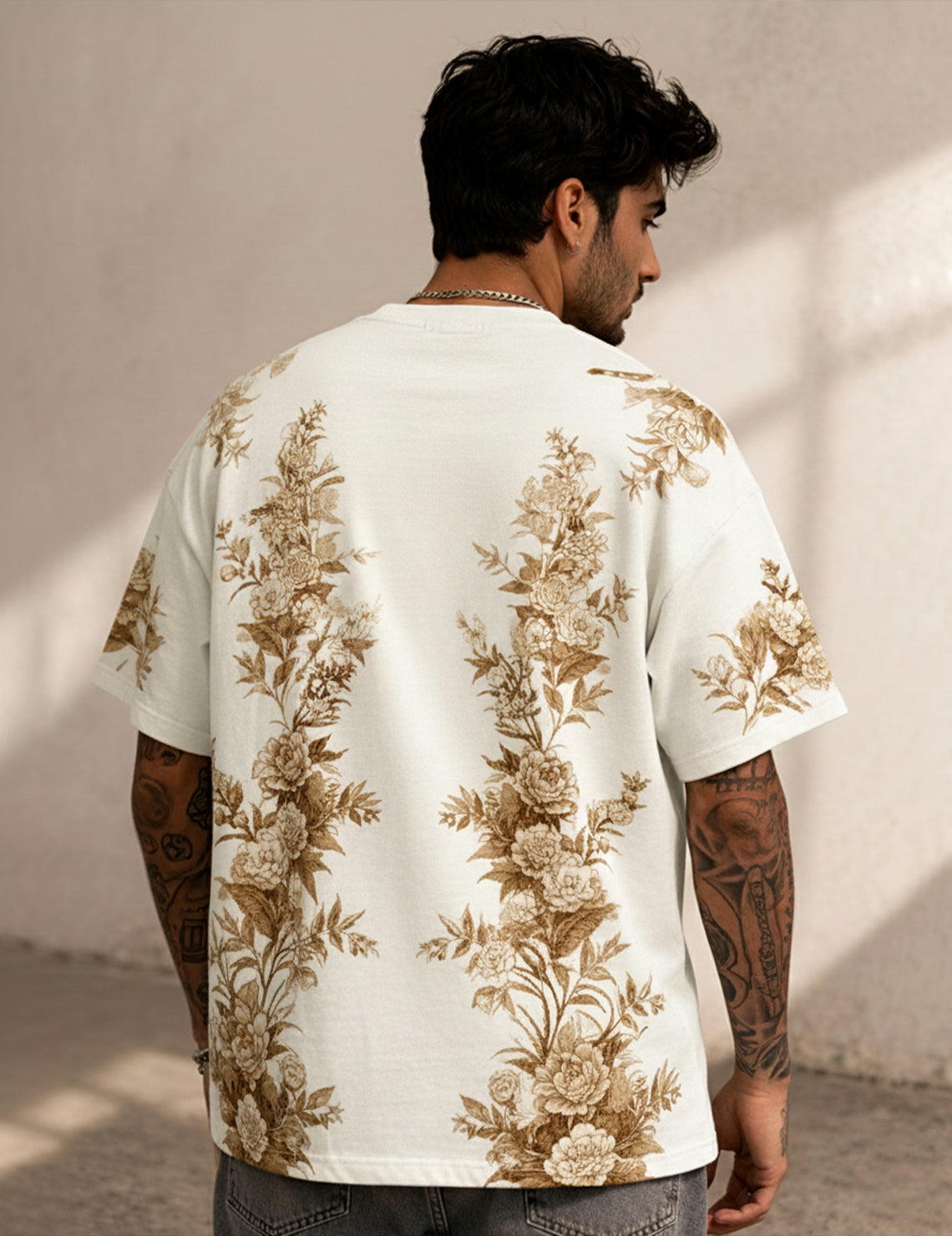 Force Printed Men Round Neck Beige T-Shirt