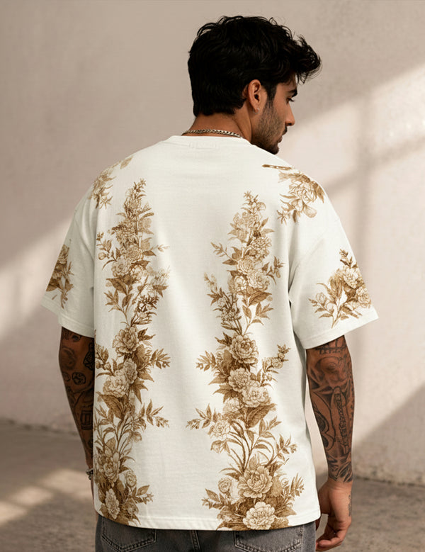 Force Printed Men Round Neck Beige T-Shirt
