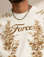 Force Printed Men Round Neck Beige T-Shirt
