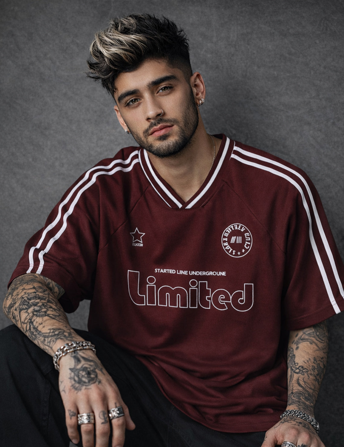 Force Printed Men V Neck Maroon T-Shirt