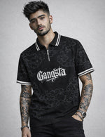 Force Printed Men Zip Neck Black T-Shirt