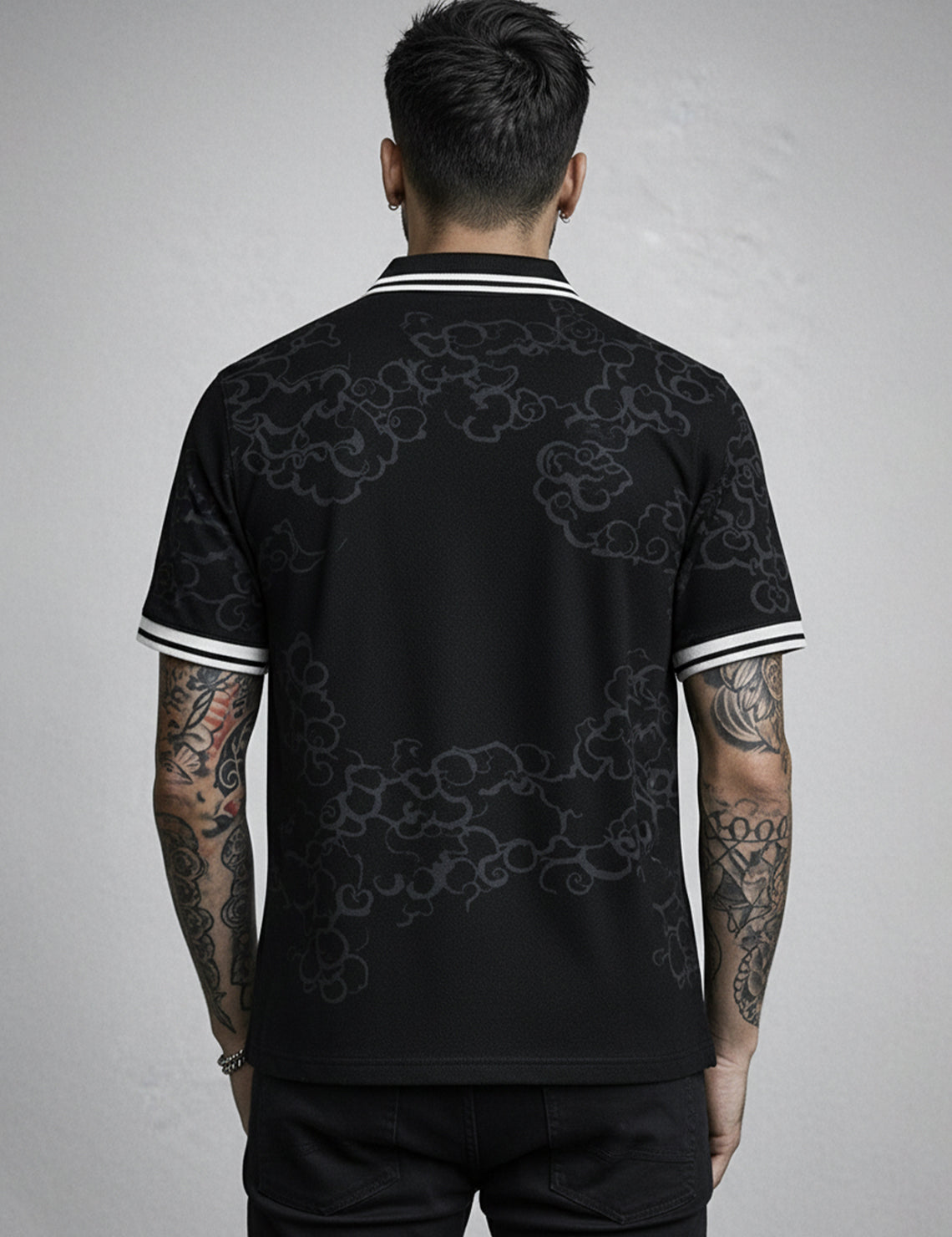 Force Printed Men Zip Neck Black T-Shirt