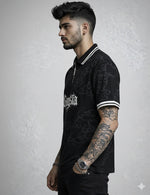 Force Printed Men Zip Neck Black T-Shirt