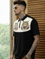 Force Printed Men Zip Neck Multicolor T-Shirt