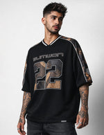 Force Printed Men V Neck Black T-Shirt