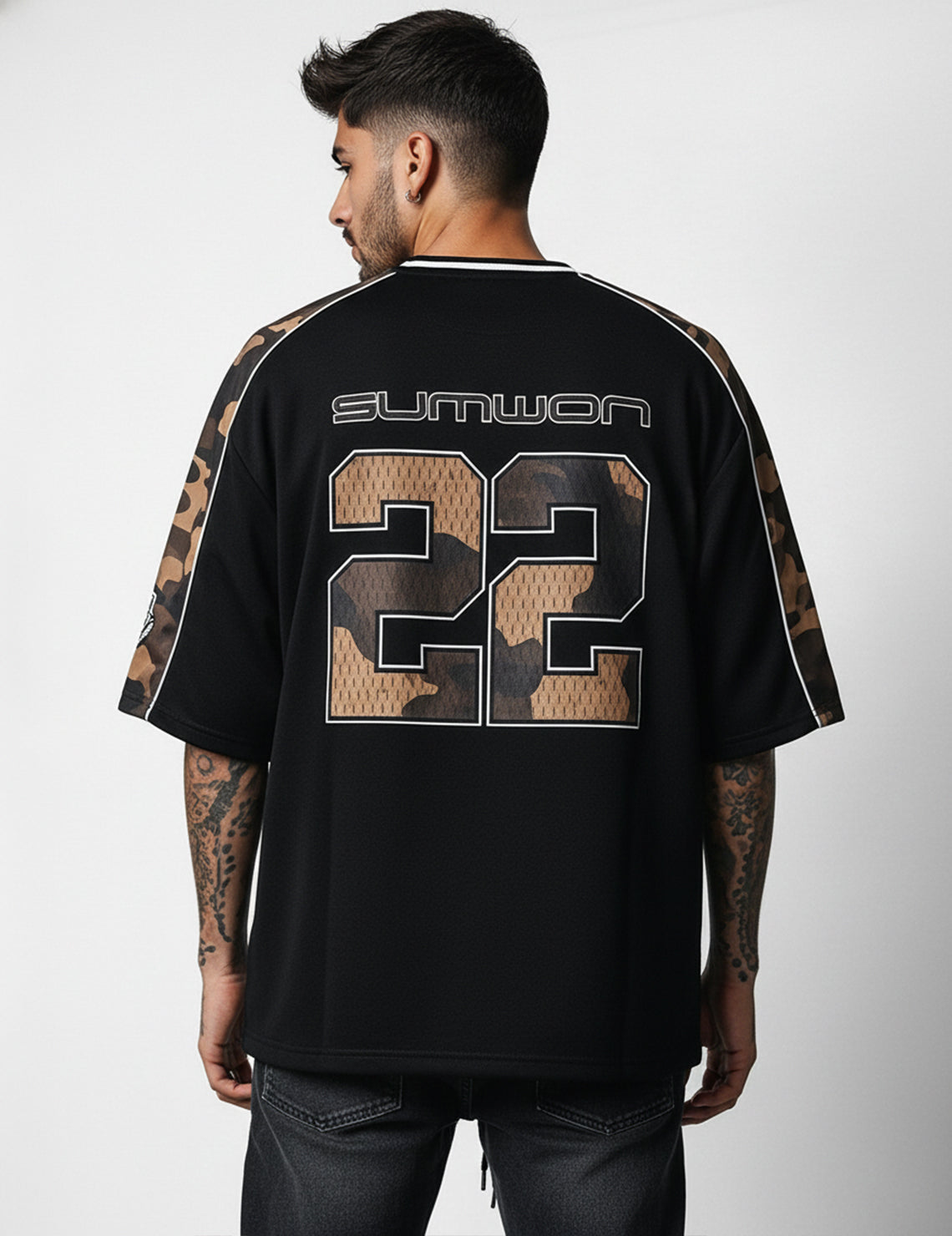 Force Printed Men V Neck Black T-Shirt